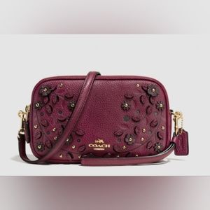 Coach Willow Floral Burgundy Pebbled Bag NWOT